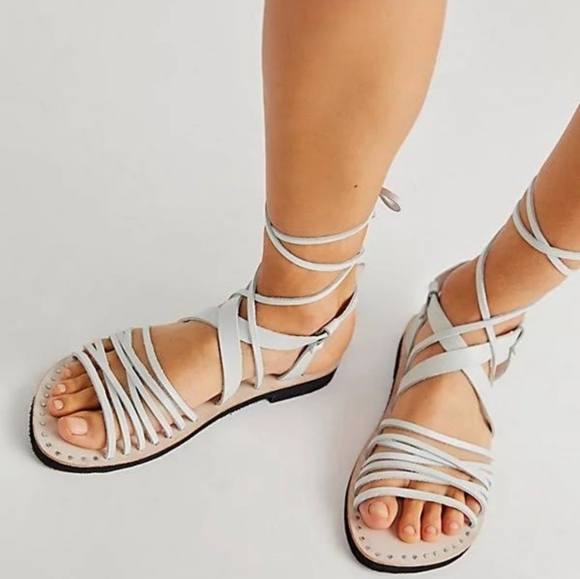 Free People Willow wrap strappy sandals in Bone white Size 9